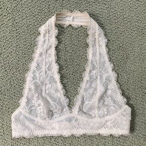 Free People Galloon Lace Halter Bralette Cream XS